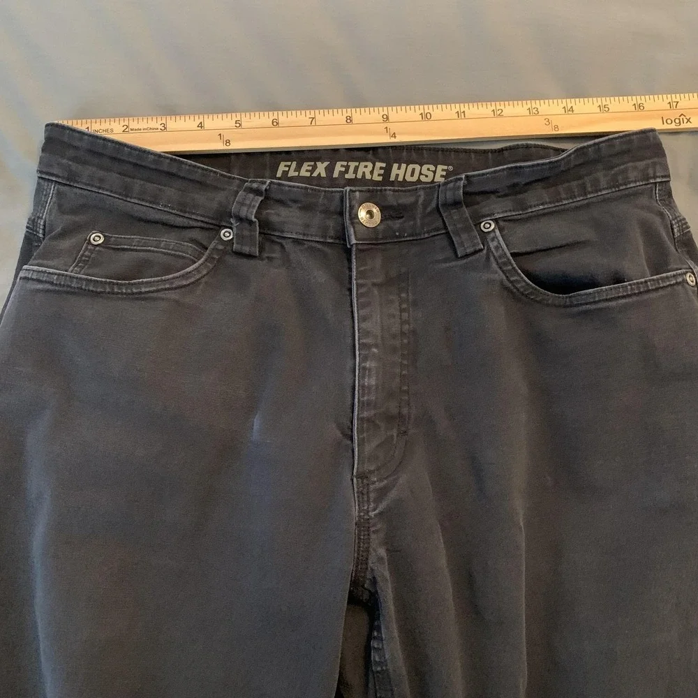 Duluth‎ Trading Co Pants Mens 35x28 Gray Flex Fire Hose Relaxed Canvas Workwear